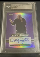 1/1  Bobby Knight Leaf Metal 2018 Sports Heroes Autograph Card Purple Auto Bob