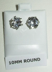 WHITE TOPAZ EARRINGS HUGE SIZE 10MM ALL NATURAL EARTHMINED GEMS US MADE EARRINGS - Picture 1 of 6