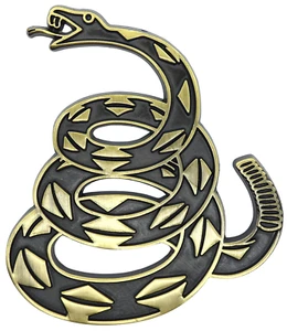 1 pieza Calcomanía emblema insignia negra bronce/negro de la serpiente de cascabel Don't Tread On Me - Imagen 1 de 7