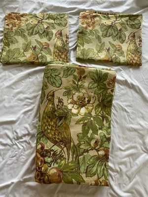 Pottery Barn Tuscan Giorgetta King Duvet 2 Standard Sham Pheasant Fruit Floral - Image 1 of 4