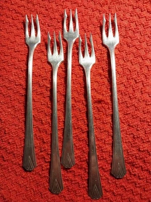 Tenedor de comida de mar/cóctel vintage 1931 patrón Pinehurst. Art Deco de Oneida. Foto 1 de 4