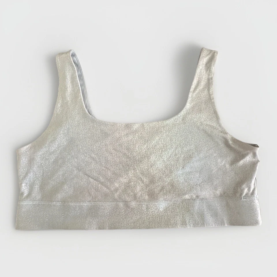 Sujetador deportivo Fabletics Harlyn Midi impacto medio para mujer XXL plateado brillo Foto 1 de 4