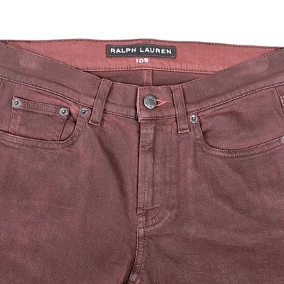 Ralph Lauren I05 牛仔裤女式 26 黑色标签勃艮第香烟紧身弹力 — 第 1/4 张图片