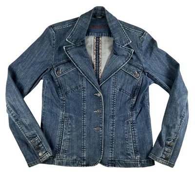 Винтажный Eddie Bauer куртка женщин средний джинсовой ткани Blazer эластичной кнопка Y2K 2000-х - Изображение 1 из 4