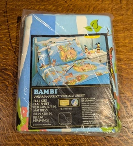 Vintage 70’s Bambi Full Size Flat Sheet Sears Retro Walt Disney Bambi Thumper - Picture 1 of 10