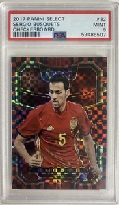 Panini Select Terrace 2017-18 tablero de ajedrez rojo #32 Sergio Busquets - España PSA 9 - Imagen 1 de 2