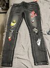 Cooper 9 Mens 507 ""Life is Gucci"" Graphic Blue Jeans Dark Wash Sz 36x31 "NWT"