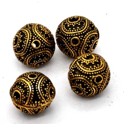 10 piezas cuentas de filigrana Bali de 10 mm chapado en oro antiguo Foto 1 de 4
