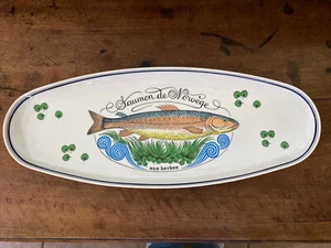 Vtg Jacques Lobjoy Ligne Marine Platter. Salmon And Herbs 22.25” X 8.75” - Picture 1 of 10