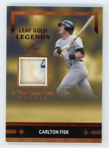 2024 Leaf In The Game Used Carlton Fisk Laundry Tag Patch 1/5 Gold Legends Relic - Picture 1 of 2