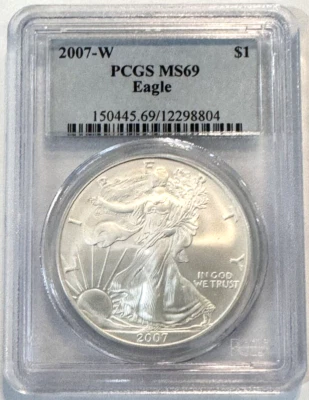 American Silver Eagle 2007 W $1 graduación profesional MS69 Foto 1 de 2