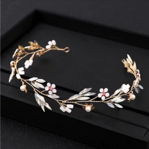 Braut Haarschmuck Hochzeit Haarranke Perlenzweig Perlenranke Haarkranz gold - Bild 1 von 9