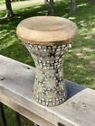 Vintage Darbuka Clay Drum w/Mother-of-Pearl Inlay 9x5” Missing Some Pieces