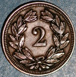 Switzerland 2 Rappen 1899 B  KM#4.2 - Picture 1 of 2