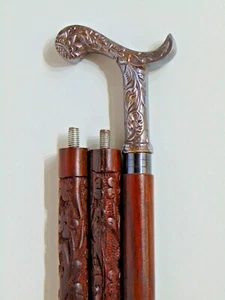 Royal Head Handle Special Carving Design Wooden Walking cane-Walking Stick-Cane - Picture 1 of 8