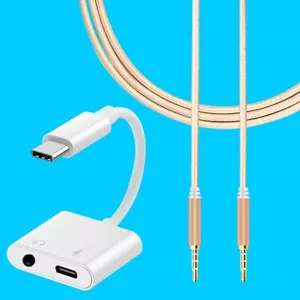 Durable 2in1 USB C 3.5mm Jack Audio Adapter AUX & DAC Cable f Google Pixel 2 XL - Picture 1 of 1