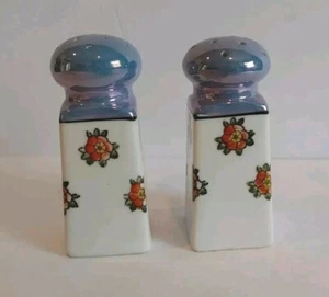 Vintage Lusterware Salz & Pfefferstreuer handbemalt orange Blumen MCM JAPAN - Bild 1 von 7
