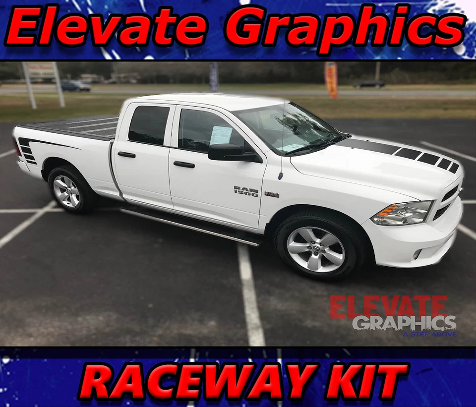 For Dodge Ram 1500 Stripes Raceway Side And Hood Graphics Vinyl Decals 2009-2018 - Изображение 1 из 4