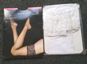 George Nylons Thigh High White Lace Top Sexy/ Wedding/Halloween/Size XL/Plus New - Picture 1 of 5