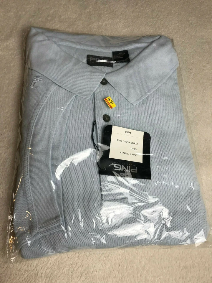 Ping Collection Golf Polo Shirt Faded Blue 100% Cotton Mens Size 4XL NEW