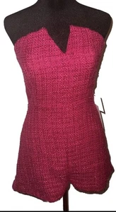 Hot Pink Strapless Sparkly Romper Jumpsuit Size Small Glitter Tube Top - Picture 1 of 5