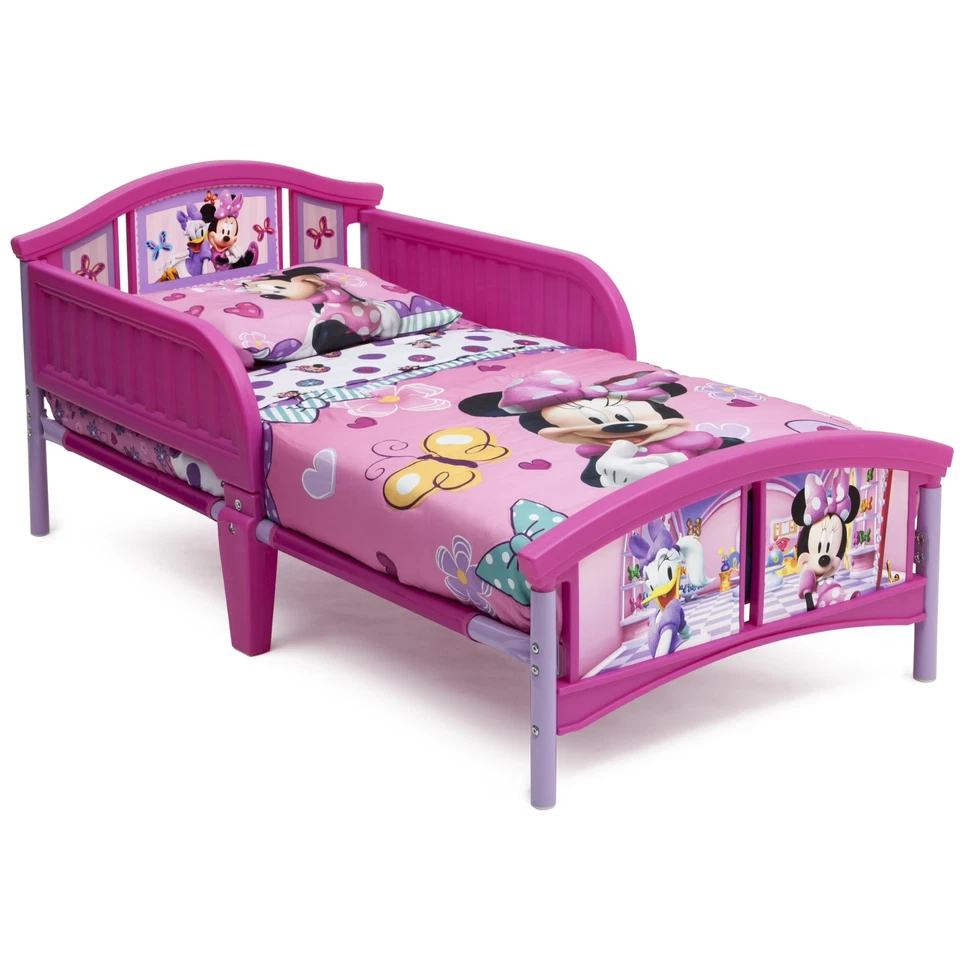 Cama para niños pequeños Disney Minnie Mouse segura para dormir para niña rosa Foto 1 de 3