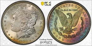 1883 O Morgan Silver Dollar PCGS MS-64+ CAC Rainbow Toning - Picture 1 of 5
