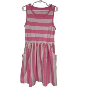 New Cat & Jack Girls Small (6/7) PolyCotton Pink White Sleeveless Striped Dress - Picture 1 of 4