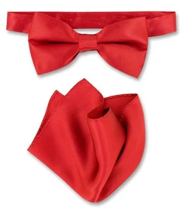 Pajarita y pañuelo Biagio 100 % seda color rojo oscuro liso para hombre - Imagen 1 de 1