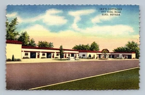 Vintage Jay's Cottages Motel Postkarte Elko Nevada Leinenzeit - Bild 1 von 2