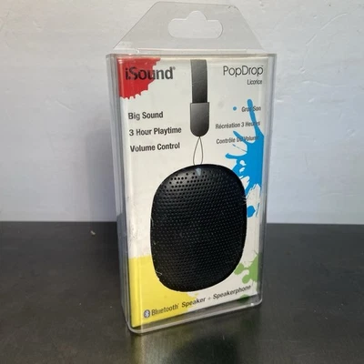 Bluetooth Speaker iSound PopDrop Black Ultra Portable 3 Hour Sealed Package NOS - Image 1 of 2