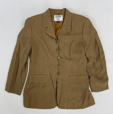 Jaqueta Blazer Feminina Kasper ASL Tamanho 6 Pequena Folha Marrom Botões Vestido Top - Imagem 1 de 4