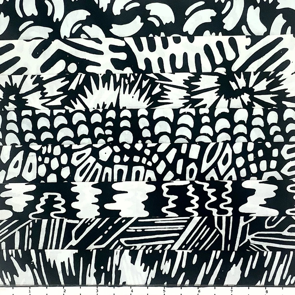 8 脂肪 25 美分黑白有机蜡染 Lunn 面料 FQ 包 100% 棉 — 第 1/4 张图片