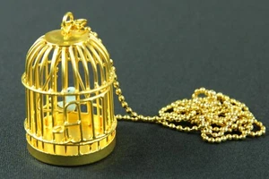 Vogelkäfig Kette Halskette Miniblings 80cm Vogel Vogelkette goldener Käfig gold - Picture 1 of 6