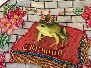 EUC Vintage Isabella Fiore Prince Charming Frog Wristlet - Sequins Beads - Picture 1 of 4