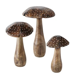3er Set Pilze aus Holz - Deko für Herbst oder Weihnachten - Bild 1 von 2