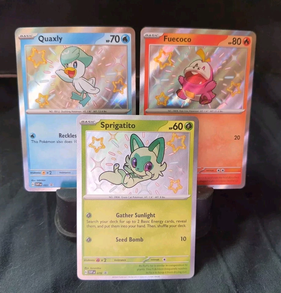 Sprigatito SVP 076 Fuecoco SVP 079 Quaxly SVP 082 Shiny Promo Cards NM Pokemon - Image 1 of 1