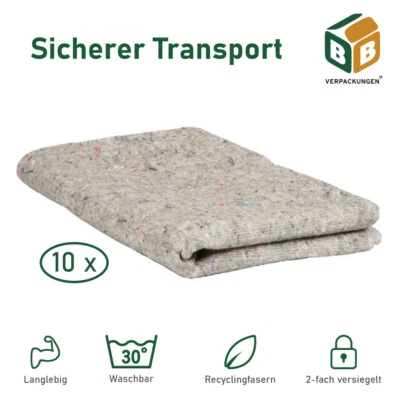 BB-VERPACKUNGEN® 10 Möbeldecken 140 x 210 cm Umzugsdecken Lagerdecken Packdecken strapazierfähig