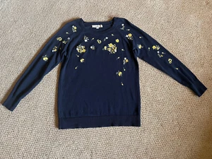 Marineblau verzierter Pullover der Marke Loft Größe M - Bild 1 von 7