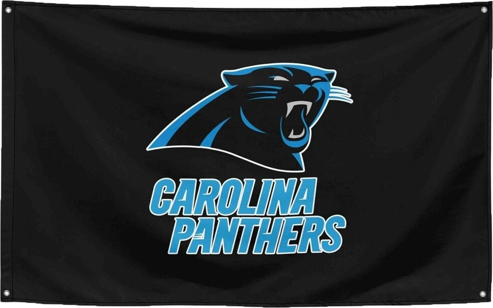 Bandera negra para fanáticos del fútbol americano Carolina Panthers de 3x5 pies - Banner de regalo ideal de la NFL Foto 1 de 1