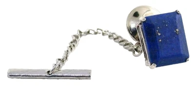 12x10 Emerald Cut Lapis Lazuli Gemstone Sterling Silver Tie Tack ESTT303/52824 - Image 1 of 2