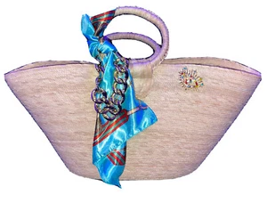 Mexican Straw Beach Tote Shopper Summer Bag Rhinestones Decor New B - Picture 1 of 6