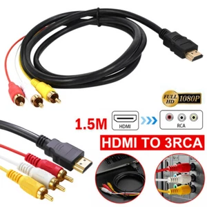 Cable adaptador convertidor HDTV 1080P componente 3 RCA a HDMI macho audio video AV - Imagen 1 de 14