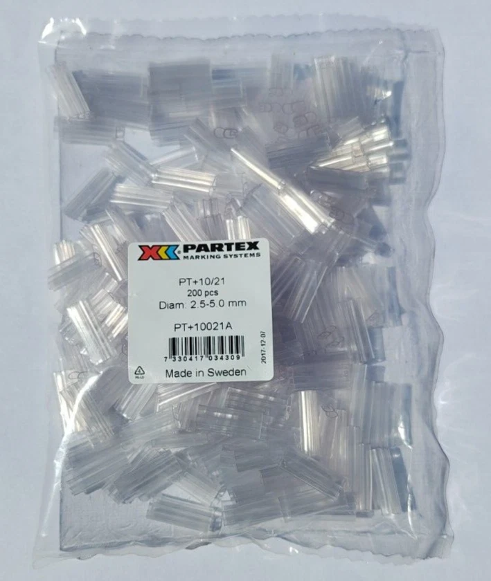 Manguitos marcadores de cable Partex PT+10/21 2,5-5,0 mm (200 piezas) - Transparente - ID de cable Foto 1 de 1