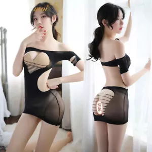 Sexy Mini Vestido ceñido al cuerpo de malla transparente hueco hueco de malla ceñida al cuerpo - Imagen 1 de 7