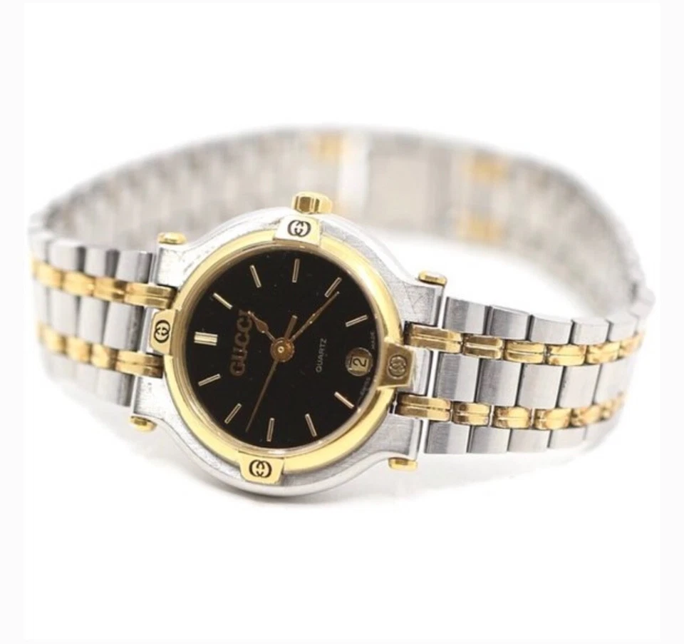 reloj gucci cuarzo mujer usado, correa oro y plata (leer descripción) Foto 1 de 4