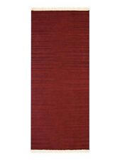 Hand Woven Flat Weave Kilim Wool Runner Rug Solid Burgundy BBH Homes BBD00111