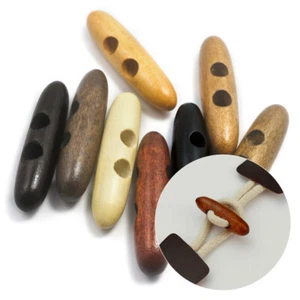 10pcs Wooden Toggle Horn Buttons Duffle Coat DIY Sewing Buttons Beige 2 Holes AU - Picture 1 of 16