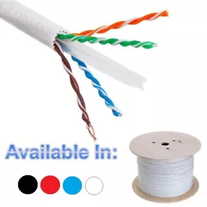Cat6A 1000ft Solid Bare Copper 23AWG 4 Pair Unshielded Bulk 10G - Picture 1 of 11