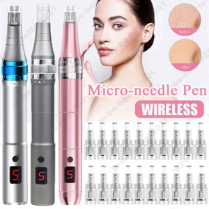 USB Wiederaufladbarer Elektrischer Nano Micro-Needling Stift Akne Entfernung + 3D Patronen Kit - Bild 1 von 33